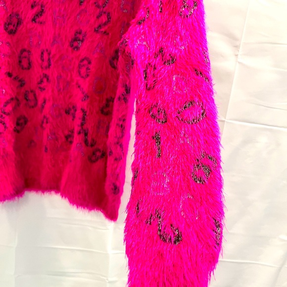 Jon and Anna pink fuzzy number sweater Very good condition. Sz: 2x (runs small) - Picture 5 of 8